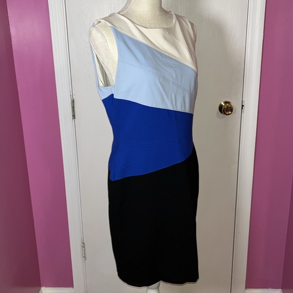 White House Black Market Asymmetrical Color-block Sheath Dress - Picture 5 of 13